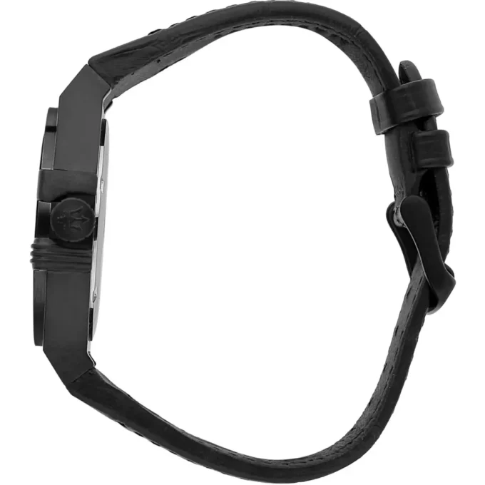 Montre de luxe MASERATI - Homme - Chronographe, Étanche, Bracelet cuir, Mouvement quartz - Acier inoxydable - Noir - R8821108051