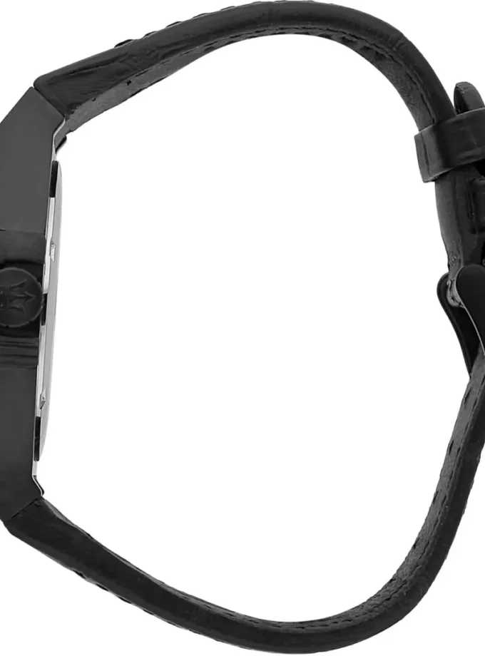 Montre de luxe MASERATI - Homme - Chronographe, Étanche, Bracelet cuir, Mouvement quartz - Acier inoxydable - Noir - R8821108051