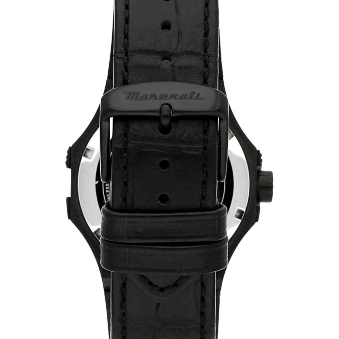 Montre de luxe MASERATI - Homme - Chronographe, Étanche, Bracelet cuir, Mouvement quartz - Acier inoxydable - Noir - R8821108051