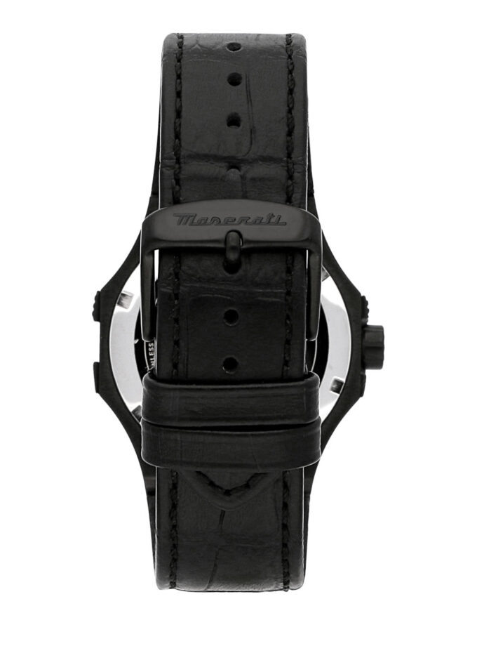 Montre de luxe MASERATI - Homme - Chronographe, Étanche, Bracelet cuir, Mouvement quartz - Acier inoxydable - Noir - R8821108051