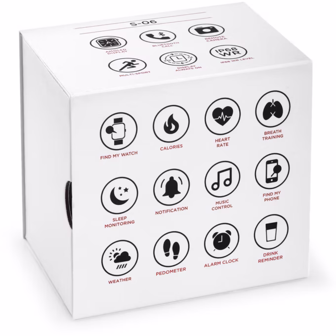 Montre Connectée Homme Sector S-06, Smartwatch IP68, Boîtier Synthétique - Noir 51x45mm, Bracelet Plastique Noir, Verre Minéral - R3251551001