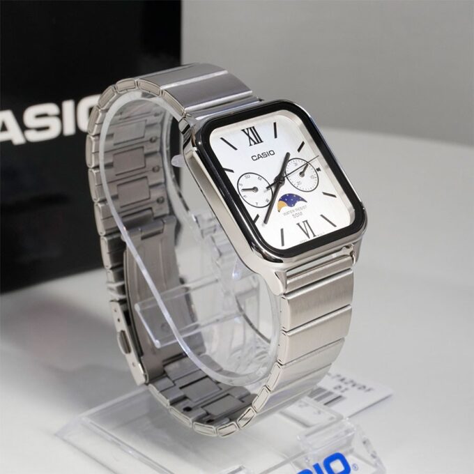 Montre Casio MTP-M305D-7A2VDF Homme - Phase Lunaire, Chronographe, Résistance 50m, Autonomie 3 ans - Acier Inoxydable - Argent - MTP-M305D-7A2VDF