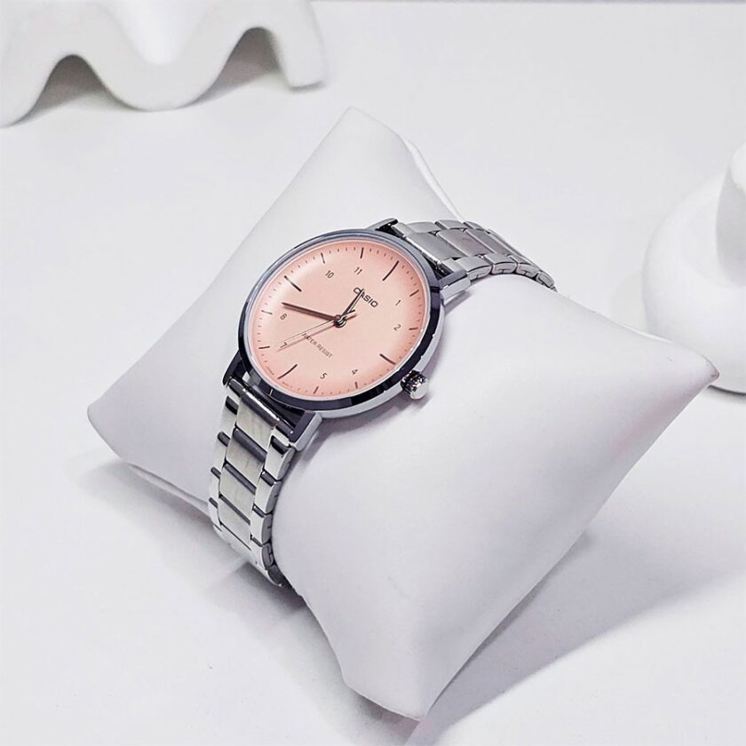 montre casio femme analogique, chronométrage, résistante à leau, autonomie 3 ans bracelet acier inoxydable argent/rose ltp vt03d 4bdf