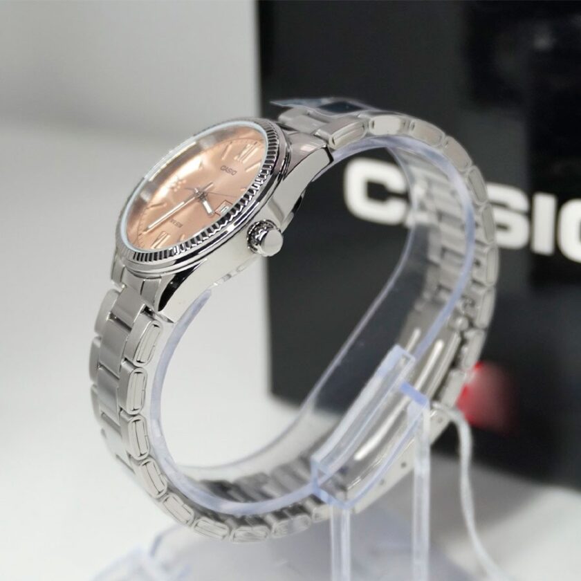 montre casio ltp 1302dd 4a2vdf femme bracelet acier inoxydable, résistance 50m, affichage analogique, verre minéral placage ionique rose gold ltp 1302dd 4a2vdf