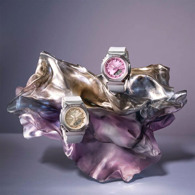 Montre Casio G-Shock Homme GM-S2110-7A6DR - Résine/Acier inoxydable, Résistante aux chocs, Étanche 200m, Double éclairage LED, Bracelet biosourcé - Blanc