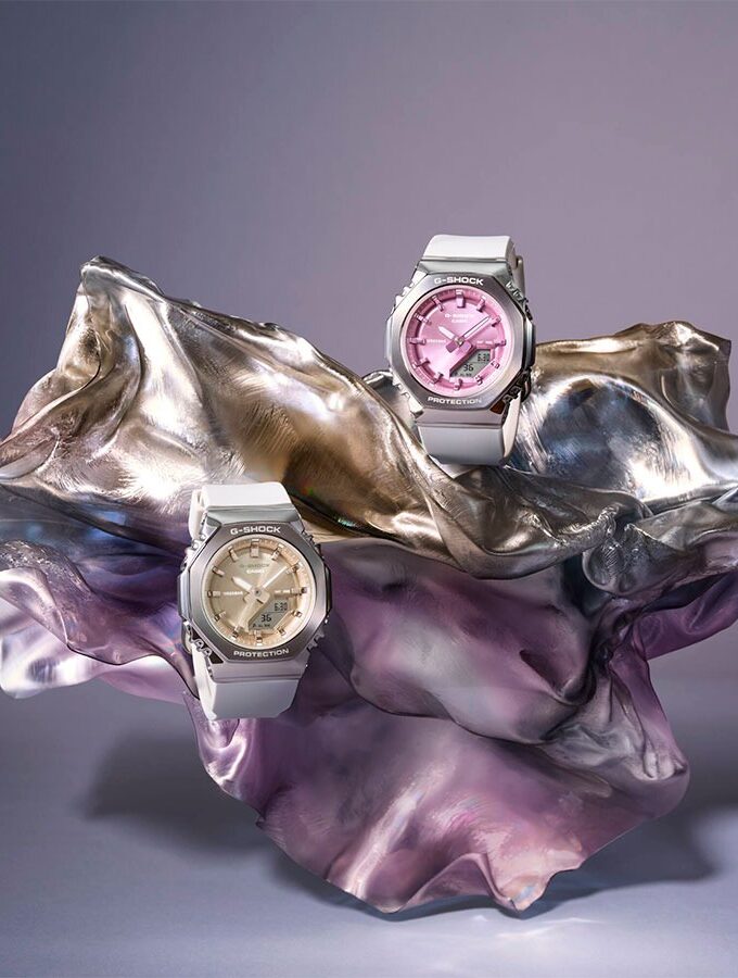 Montre Casio G-Shock Homme GM-S2110-7A6DR - Résine/Acier inoxydable, Résistante aux chocs, Étanche 200m, Double éclairage LED, Bracelet biosourcé - Blanc