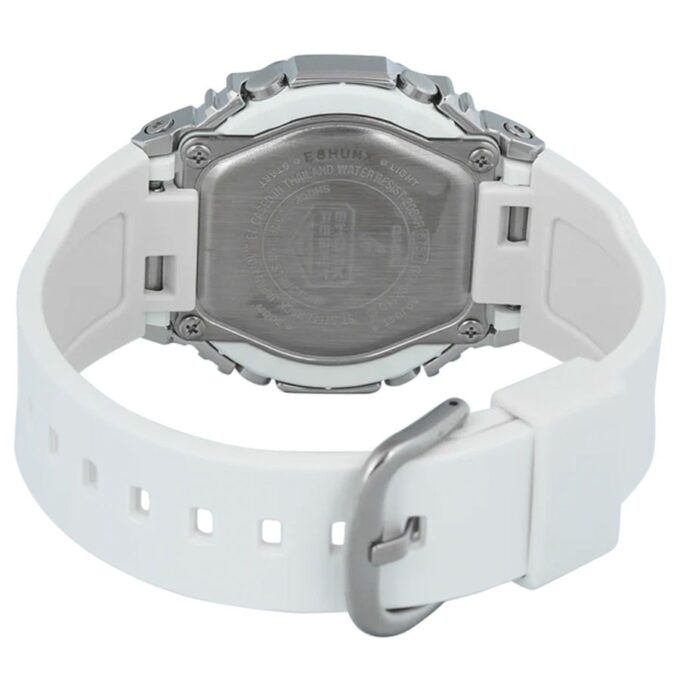 Montre Casio G-Shock Homme GM-S2110-7A6DR - Résine/Acier inoxydable, Résistante aux chocs, Étanche 200m, Double éclairage LED, Bracelet biosourcé - Blanc