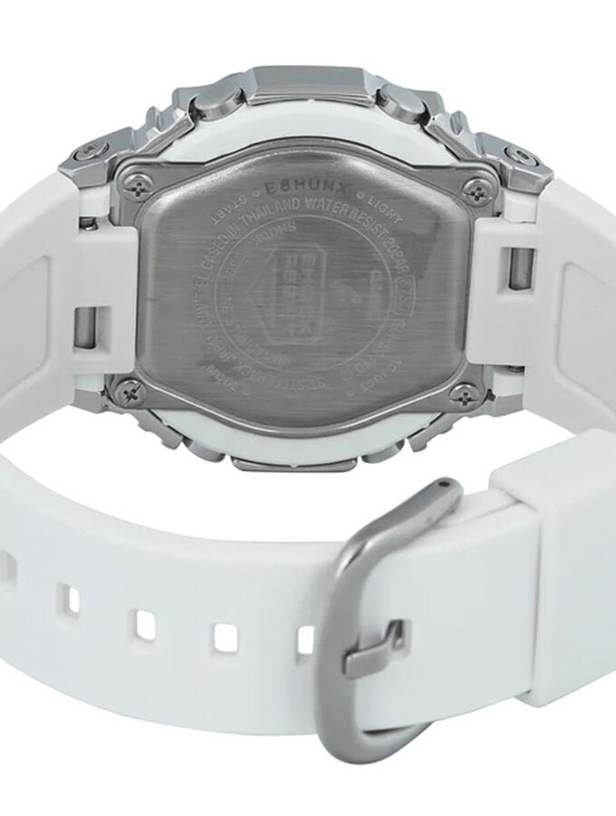 Montre Casio G-Shock Homme GM-S2110-7A6DR - Résine/Acier inoxydable, Résistante aux chocs, Étanche 200m, Double éclairage LED, Bracelet biosourcé - Blanc