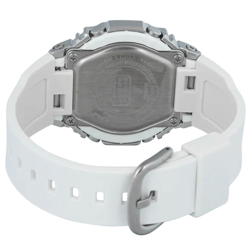 montre casio g shock homme gm s2110 7a6dr résine/acier inoxydable, résistante aux chocs, Étanche 200m, double éclairage led, bracelet biosourcé blanc