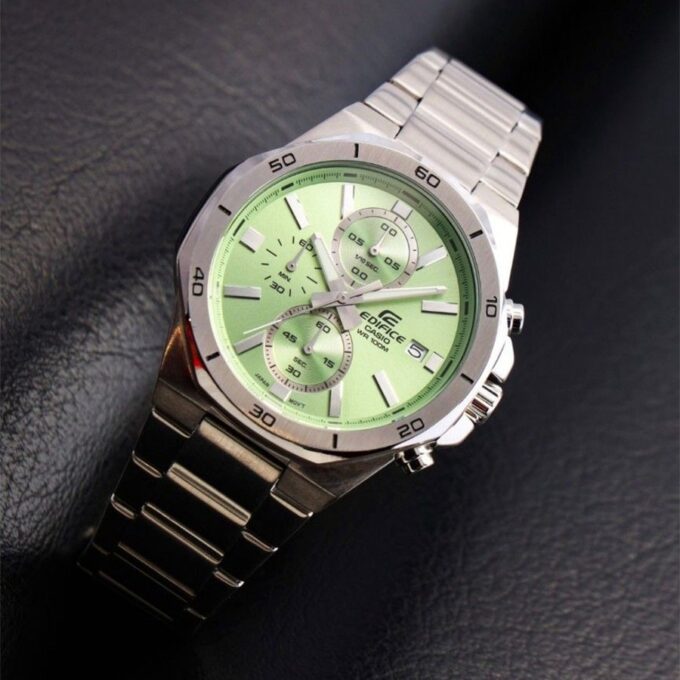 Montre Homme Casio Edifice - Chronographe, Acier Inoxydable, Étanche 100m, Bracelet Acier, Verre Minéral, Bleu, 47mm - EFV-640D-3AVUDF