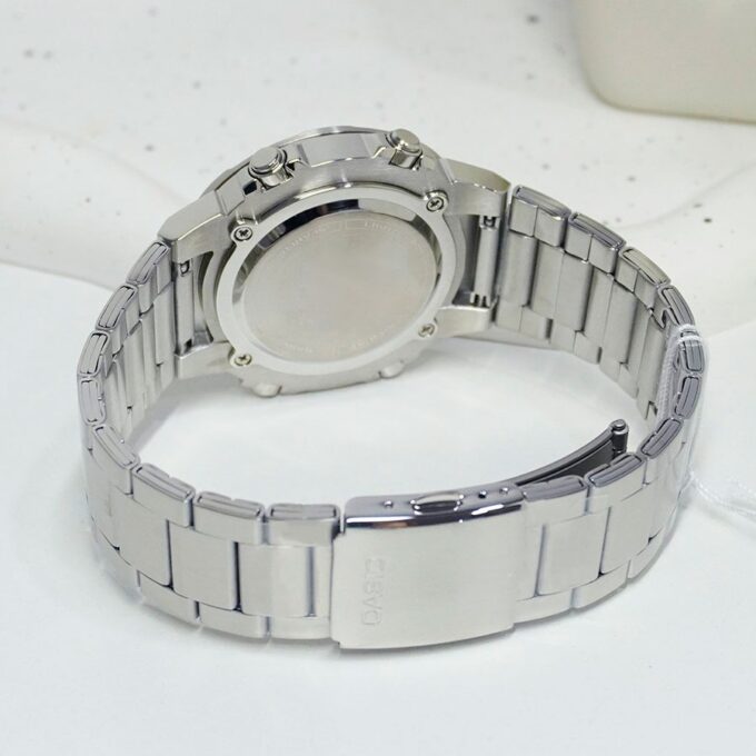 Montre Casio AMW-870DA - Homme - Heure mondiale, Chronomètre, Alarme, LED ambre - Acier inoxydable - Argent - AMW-870DA-2A2VDF