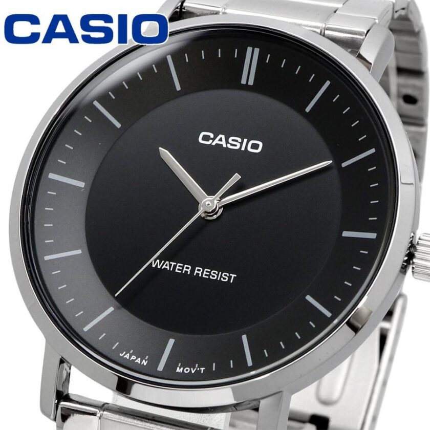 montre homme casio mtp vt04d 1edf – acier inoxydable, 46×40 mm, verre minéral, bracelet métal, étanche, autonomie 3 ans, référence mtp vt04d 1edf