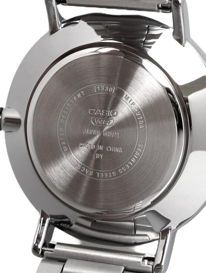 Montre homme Casio MTP-VT04D-1EDF – Acier inoxydable, 46×40 mm, verre minéral, bracelet métal, étanche, autonomie 3 ans, référence MTP-VT04D-1EDF