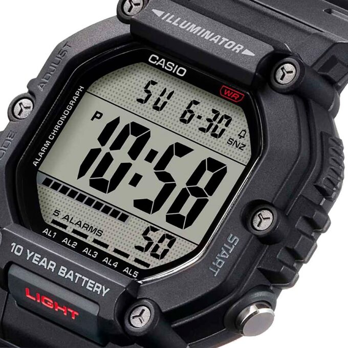 Montre Homme Casio - Heure universelle, Chronomètre 1/100s, 5 alarmes, LED orange, Bracelet en résine - Étanchéité à 10M - AE-1600H-1AVDF