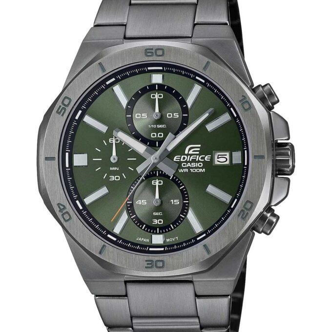 Montre homme chronographe - Casio - Acier inoxydable, étanche 100m, bracelet acier, verre minéral, boîtier noir, affichage date - EFV-640DC-1AVUDF