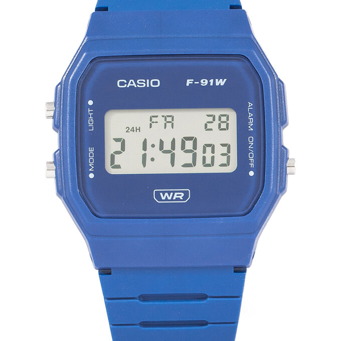 Montre Casio - Unisexe - Chronomètre 1/100e, Alarme quotidienne, Éclairage LED, Calendrier automatique - Résine bio - Vert - F-91WB-2A1DF