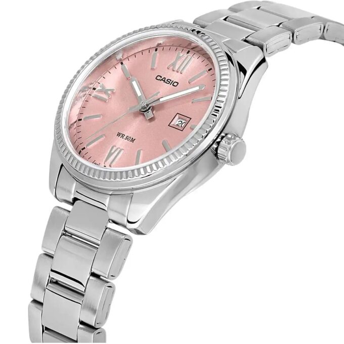 Montre Analogique Casio pour Femme, Acier Inoxydable, Cadran Rose, Quartz - LTP-1302DD-4A1VDF