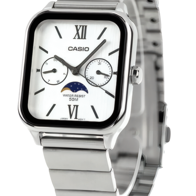 Montre Casio MTP-M305D-7A2VDF Homme - Phase Lunaire, Chronographe, Résistance 50m, Autonomie 3 ans - Acier Inoxydable - Argent - MTP-M305D-7A2VDF