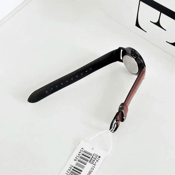 Montre Analogique Casio Pour Homme, Minimaliste, Bracelet en Cuir Marron, Cadran Blanc Concave, 3 Aiguilles - MTP-VT03BL-7BDF