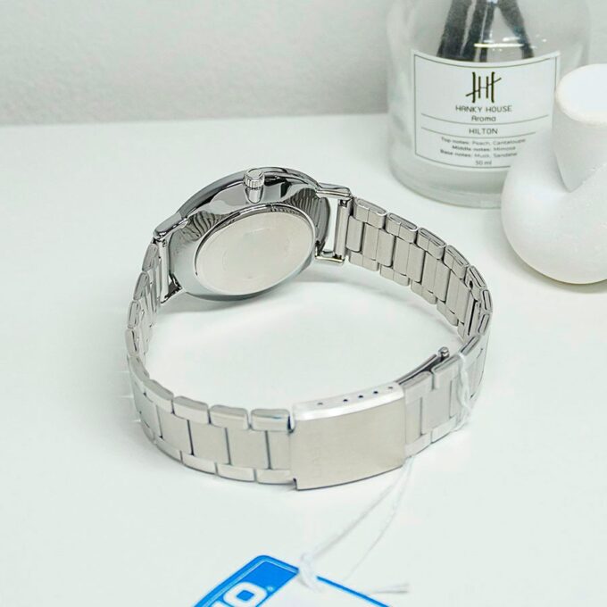 Montre Analogique Casio Pour Homme, Minimaliste, Bracelet en Acier, Cadran Blanc Concave, 3 Aiguilles - MTP-VT03D-7BDF