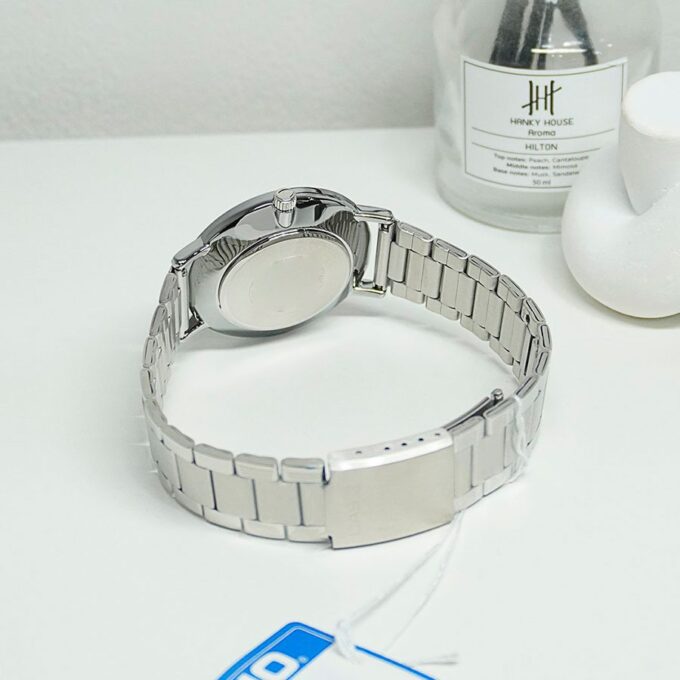 Montre Analogique Casio Pour Homme, Minimaliste, Bracelet en Acier Gris, Cadran Noir Concave, 3 Aiguilles - MTP-VT03D-1BDF