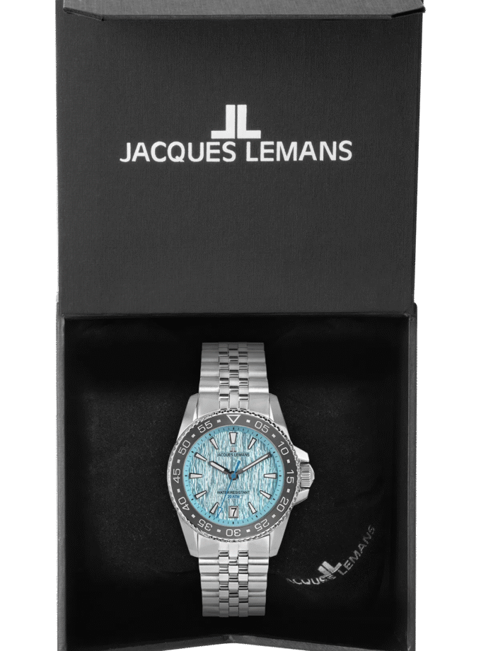 Montre Plongeur Liverpool Homme Quartz 41mm, Acier Inoxydable, Verre Cristal, Étanche 20 ATM, Bracelet Acier, Réf 1-2205M