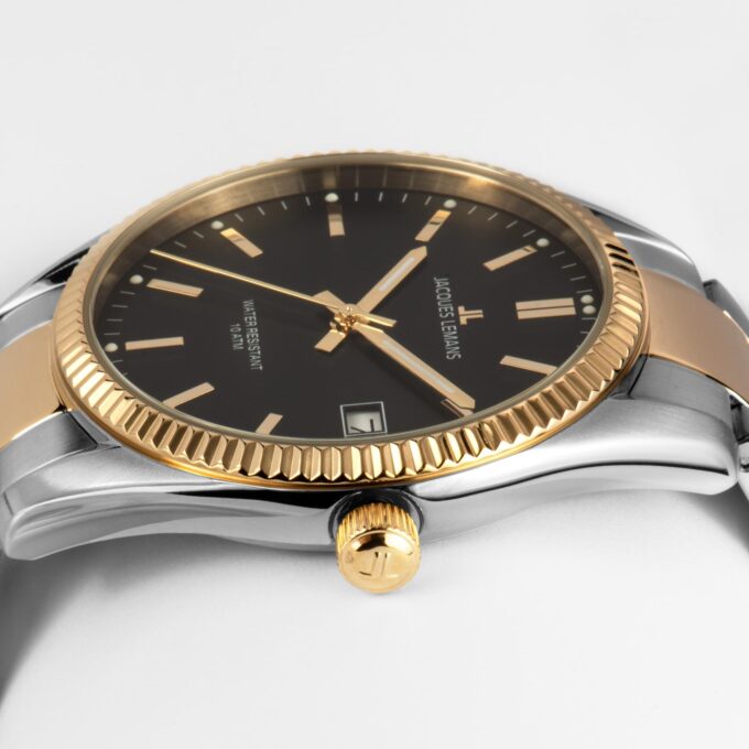 Montre Homme Jacques Lemans - Quartz 40mm - Acier Inoxydable Doré /Argent /Noir - Étanche 10ATM - Garantie 2 ans - 50-3I