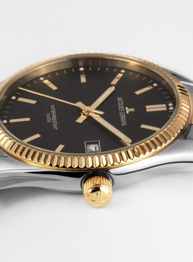 Montre Homme Jacques Lemans - Quartz 40mm - Acier Inoxydable Doré /Argent /Noir - Étanche 10ATM - Garantie 2 ans - 50-3I