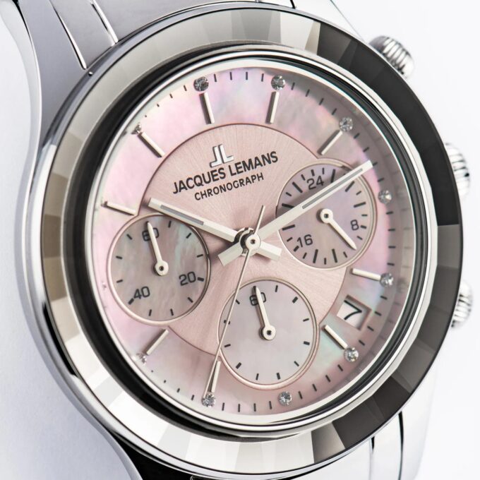 Montre Femme Jacques Lemans - Venise 1-2151L – Acier Inoxydable, Verre Cristal Trempé, 50 Mètres, 38 mm – Argenté/Rose