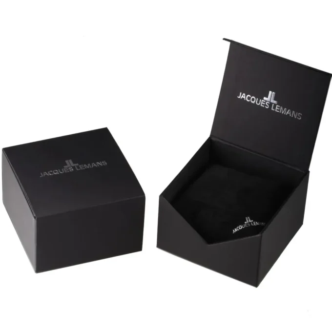 Montre Chronographe Homme Jacques Lemans Torino 34mm Quartz Acier Bleu Cuir Étanche 5ATM Verre Saphir Réf. 1-2161.1C