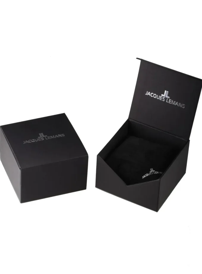 Montre Chronographe Homme Jacques Lemans Torino 34mm Quartz Acier Bleu Cuir Étanche 5ATM Verre Saphir Réf. 1-2161.1C