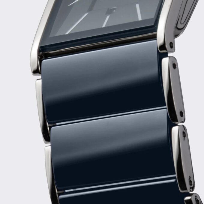 Montre Homme Jacques Lemans – Quartz, Acier Inoxydable, Cadran Bleu, Bracelet Bicolore, Style Rectangulaire - 1-1939F