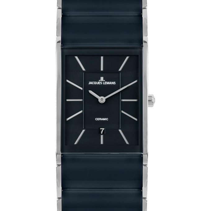 Montre Homme Jacques Lemans – Quartz, Acier Inoxydable, Cadran Bleu, Bracelet Bicolore, Style Rectangulaire - 1-1939F