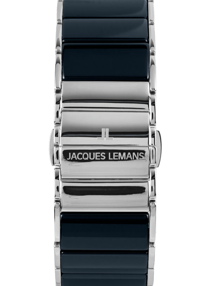 Montre Homme Jacques Lemans – Quartz, Acier Inoxydable, Cadran Bleu, Bracelet Bicolore, Style Rectangulaire - 1-1939F