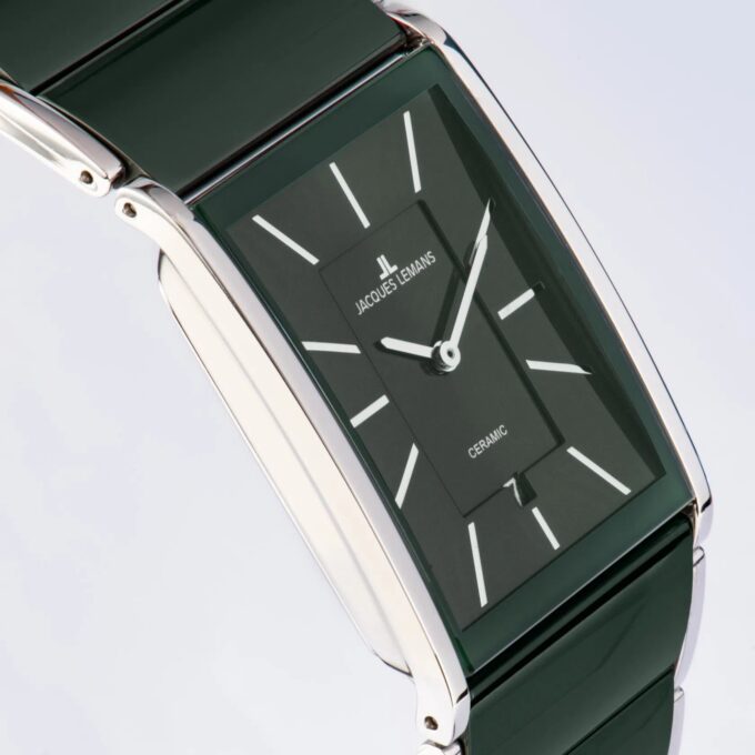 Montre Homme Jacques Lemans – Quartz, Boîtier Rectangulaire Acier Inoxydable Argent, Cadran Bleu Foncé, Bracelet Métal Bicolore, Date, Garantie 2 Ans - 1-1939G