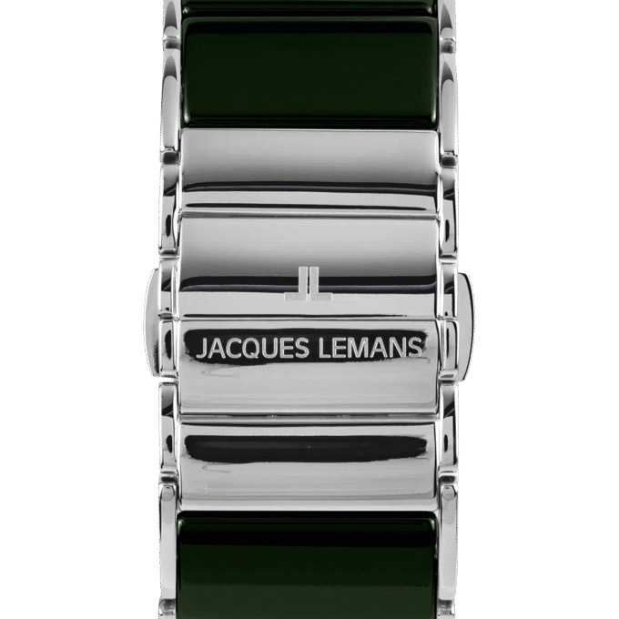 Montre Homme Jacques Lemans – Quartz, Boîtier Rectangulaire Acier Inoxydable Argent, Cadran Bleu Foncé, Bracelet Métal Bicolore, Date, Garantie 2 Ans - 1-1939G