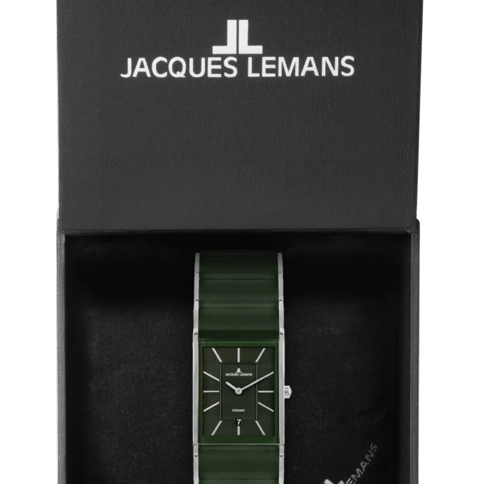 Montre Homme Jacques Lemans – Quartz, Boîtier Rectangulaire Acier Inoxydable Argent, Cadran Bleu Foncé, Bracelet Métal Bicolore, Date, Garantie 2 Ans - 1-1939G