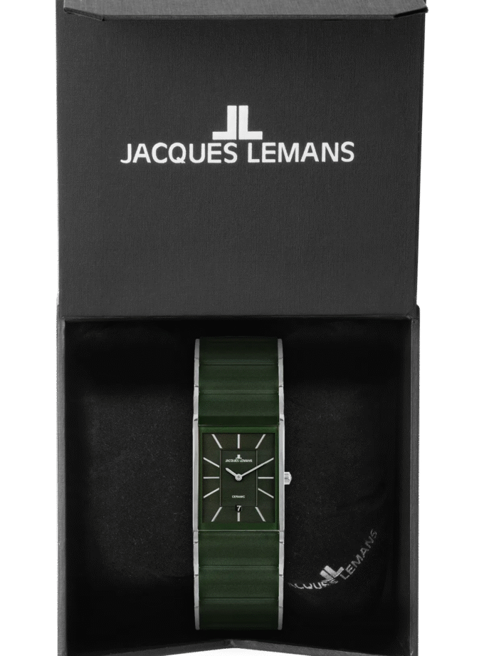 Montre Homme Jacques Lemans – Quartz, Boîtier Rectangulaire Acier Inoxydable Argent, Cadran Bleu Foncé, Bracelet Métal Bicolore, Date, Garantie 2 Ans - 1-1939G