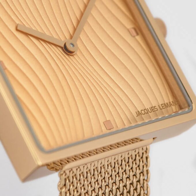 Montre Femme Jacques Lemans 1-2094F – Quartz, Boîtier Or 30 mm, Bracelet Acier Doré, Étanche 5 ATM