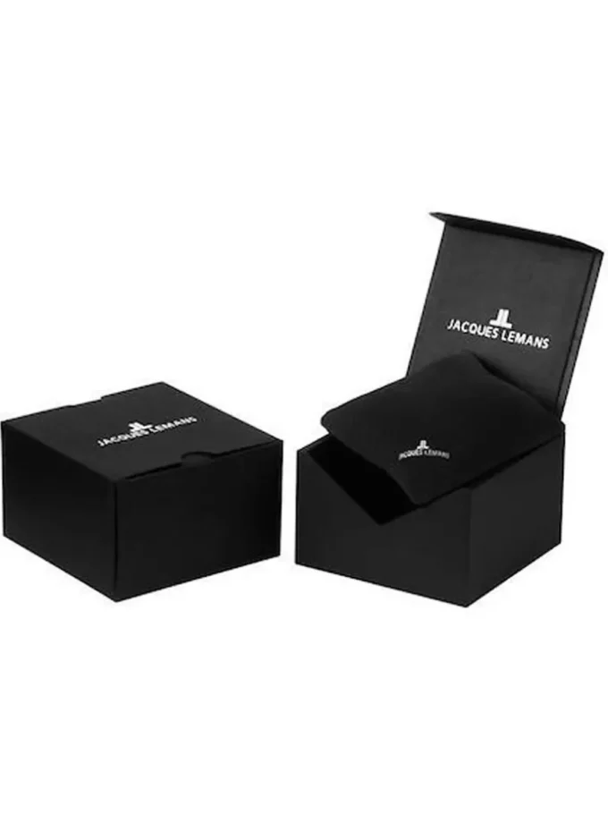 Homme Mécanique Jacques Lemans – Acier Inoxydable Argenté, Cadran Argenté, Bracelet Cuir Noir, Verre Minéral, Ø 38 mm - N-207ZA