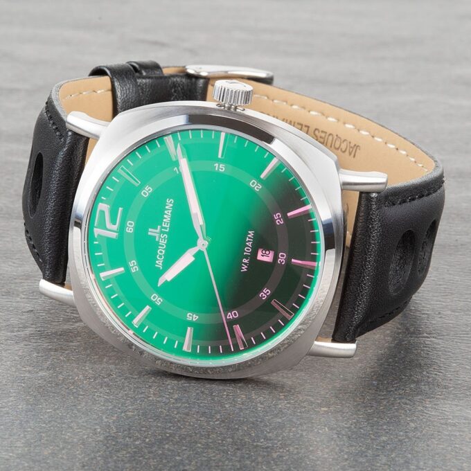 Montre Homme Jacques Lemans 1-1943I – Quartz, Cadran Gris, Bracelet Cuir, Boîtier Acier 42 mm, Étanche 10 ATM