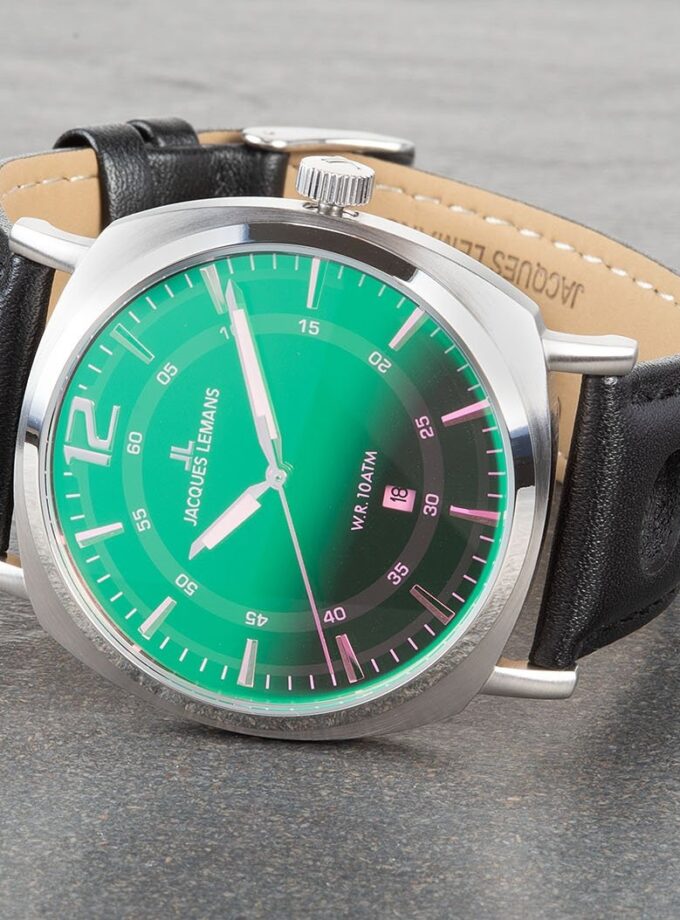 Montre Homme Jacques Lemans 1-1943I – Quartz, Cadran Gris, Bracelet Cuir, Boîtier Acier 42 mm, Étanche 10 ATM