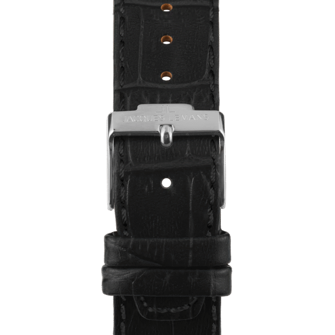 Montre homme Jacques Lemans 1-1540B – Quartz, Acier Inoxydable, Bracelet Cuir Noir, Affichage Analogique, Calendrier Date - Noir