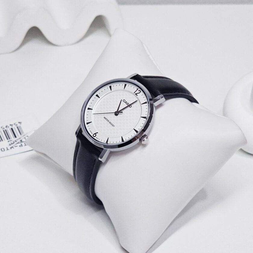 montre analogique femme casio enticer – cadran blanc, bracelet cuir, style élégant, référence ltp vt04l 7a2df – montres – blanc