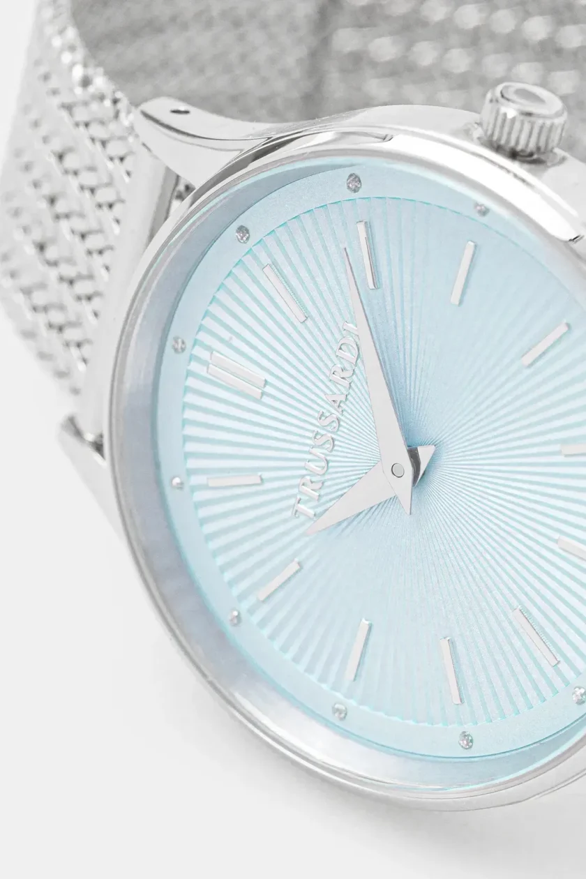 montre femme trussardi t star 34mm acier argent, bracelet métal, verre minéral, etanche 5 atm, garantie 2 ans – réf r2453152515