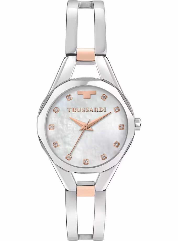 montre femme trussardi metropolitan acier, 30mm, quartz, bracelet or rose argent Étanche 5 atm r2453159504