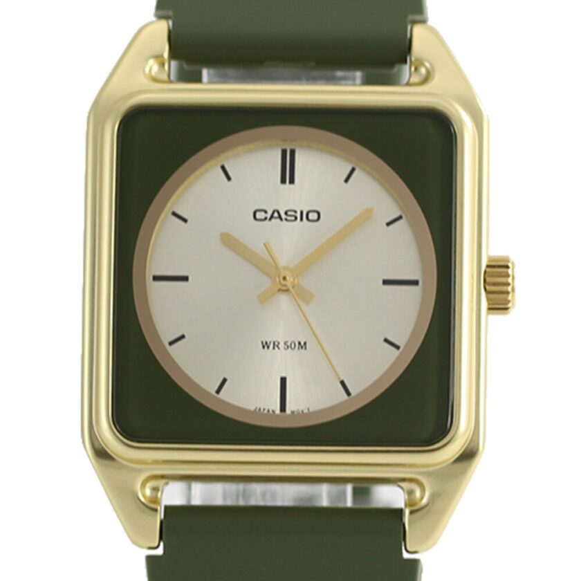 montre homme casio analogique, résine, aluminium, verre minéral, précision ±20s/mois, Étanche 50m, autonomie 3 ans vert mtp b170 3evdf