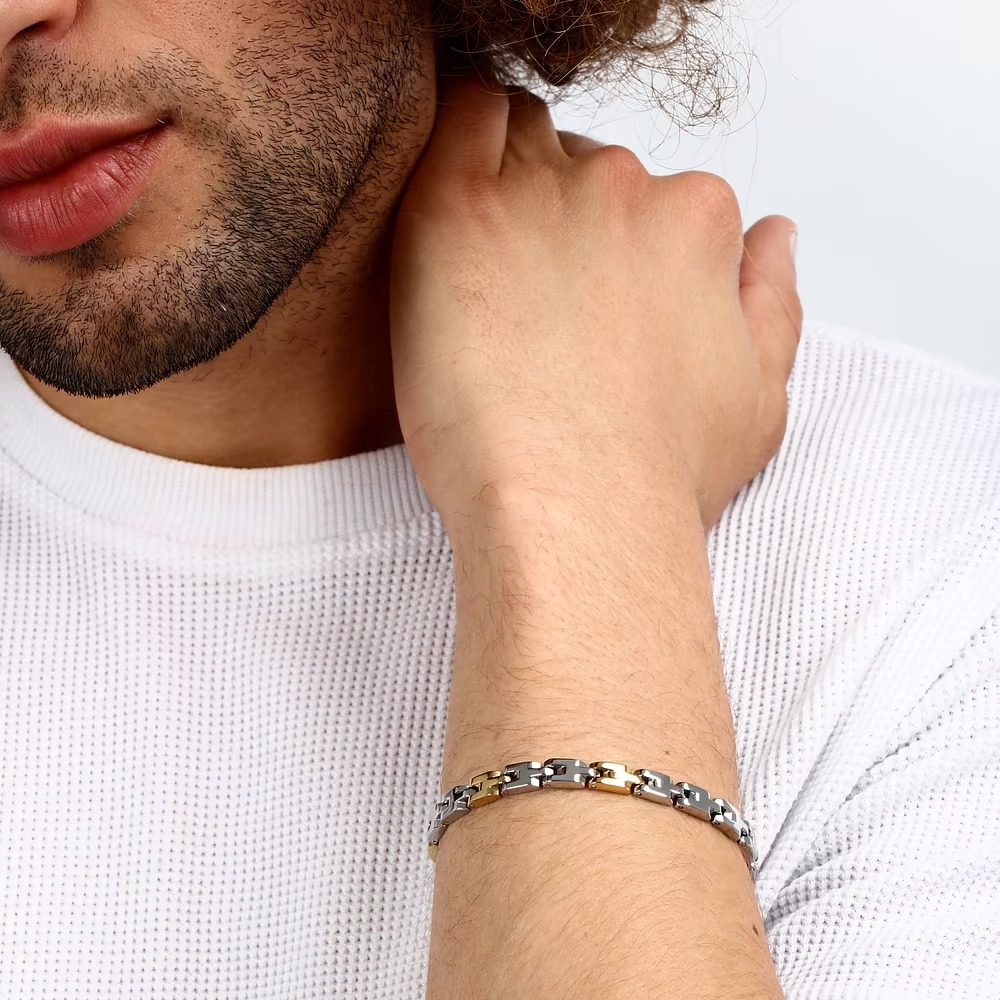 bracelet homme sector basic szs117 – inoxydable, argent, 19.5 cm, 20.2 g, certificat authenticité, emballage original