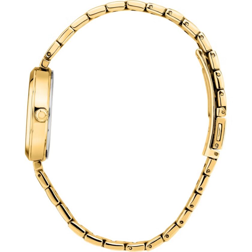 montre femme trussardi loud acier inoxydable, cadran rond blanc 30mm, bracelet bi couleur doré, résistante 50 mètres r2453164507