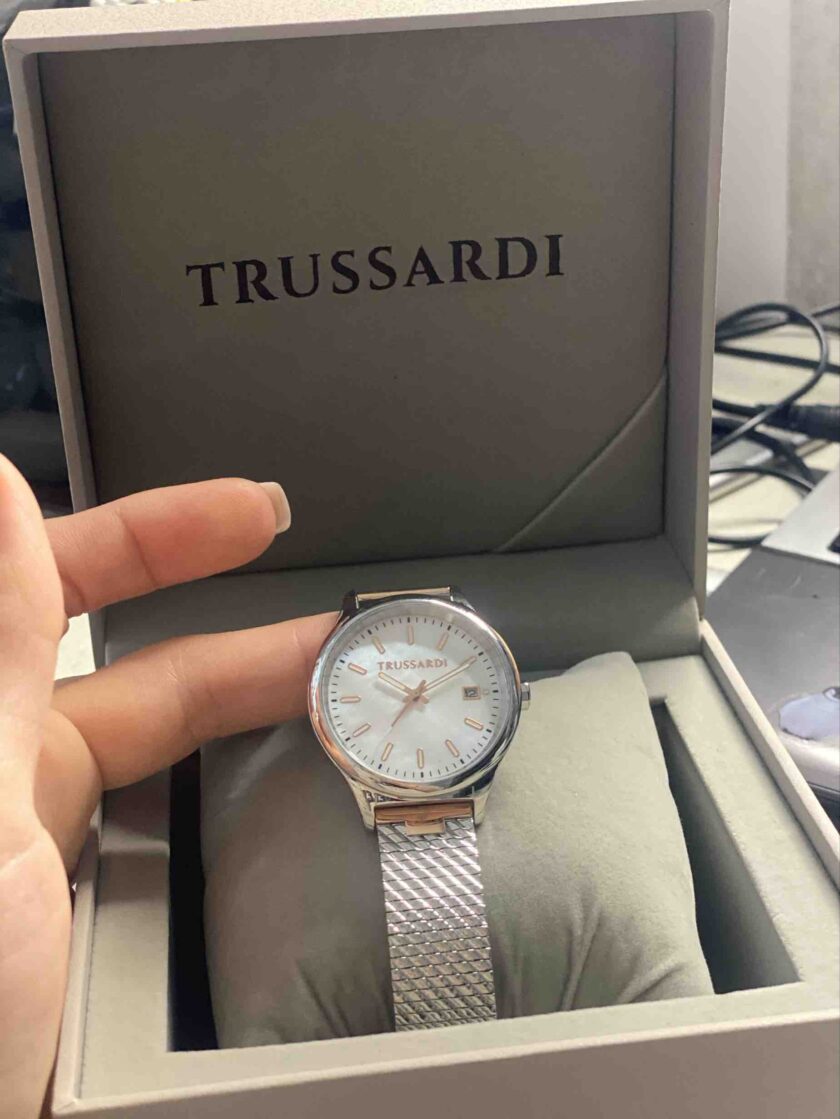 montre femme city life quartz miyota acier inoxydable argenté/rose doré, bracelet milanais, etanche 50 mètres, cadran blanc, 35 mm r2453170505